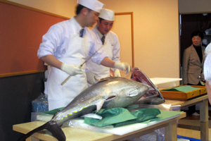 ”まぐろ”の解体ショーです!!